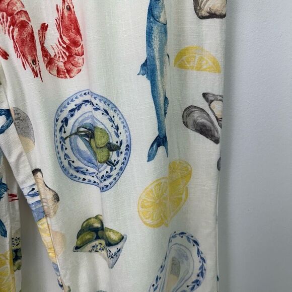 Calypso St. Barth Women’s Novelty Printed Summer Tapas Seafood Linen Blend Pull - Picture 8 of 11